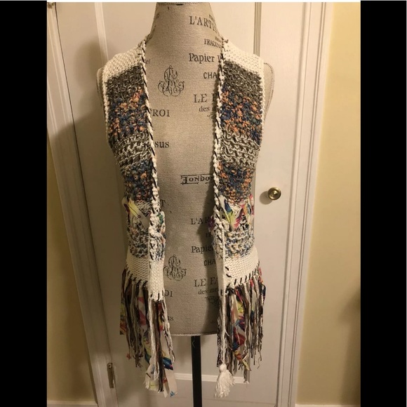 Adore Multicolour Fringe Knit Vest Size Small - Picture 2 of 6